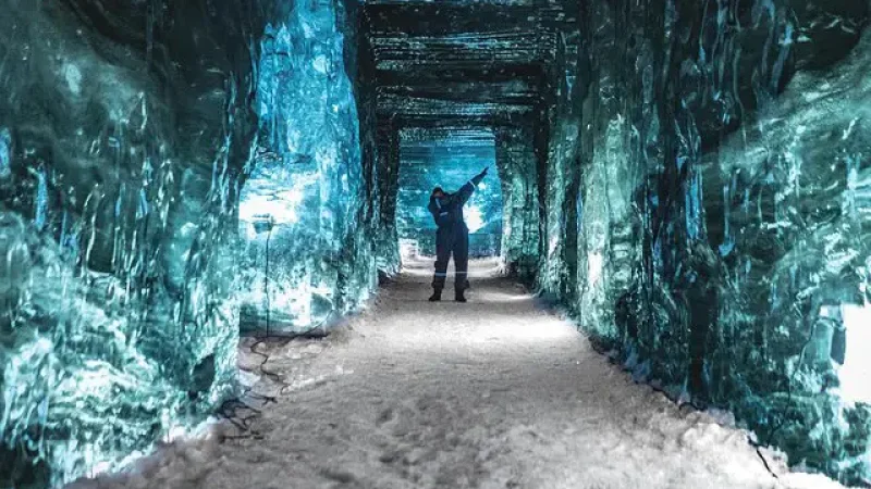 Ice cave snowmobile