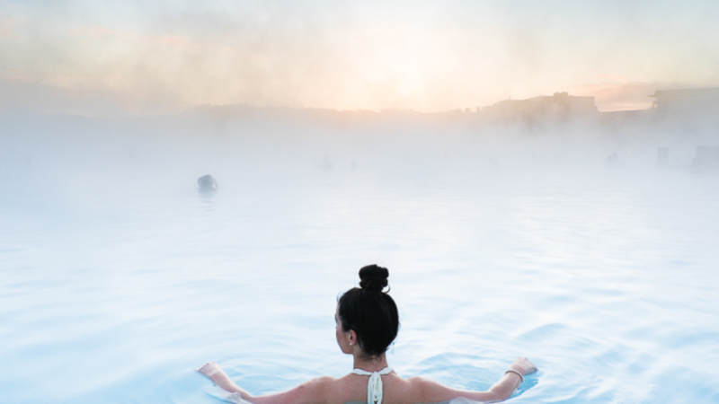 Volcano eruption site and Bluelagoon feature